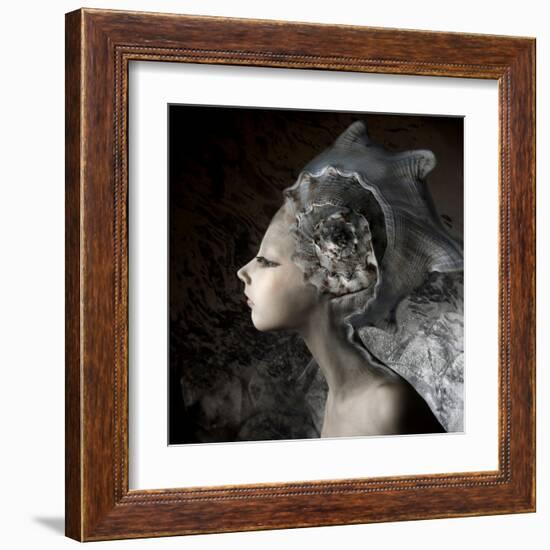 Mermaid Girl In An Unusual Headgear, A Hat-Lilun-Framed Art Print