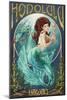 Mermaid - Honolulu, Hawaii-Lantern Press-Mounted Art Print