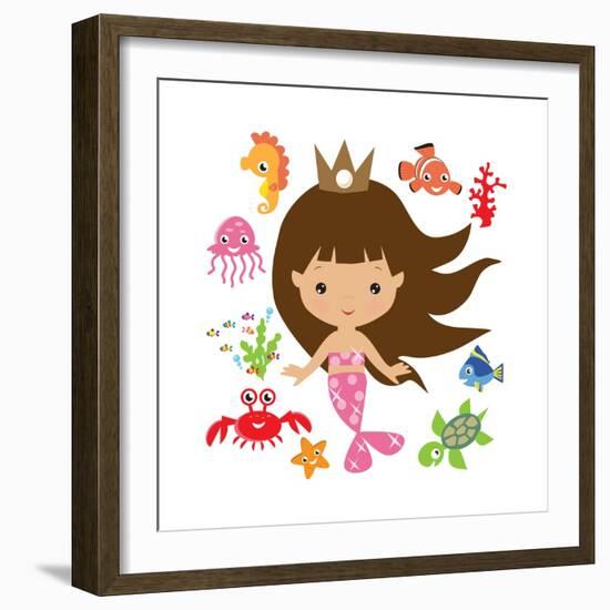 Mermaid Illustration-Svetlana Peskin-Framed Art Print