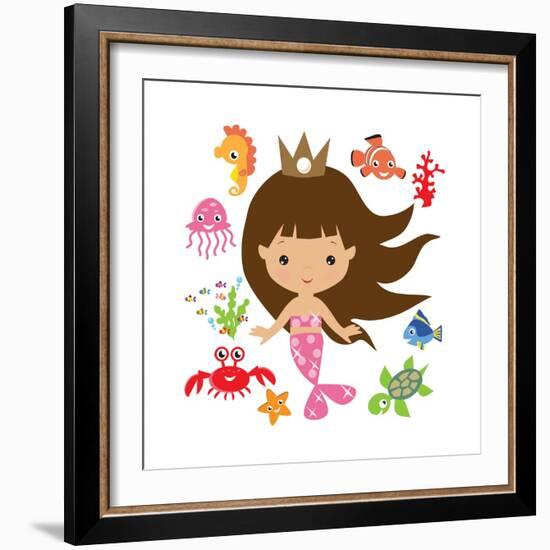 Mermaid Illustration-Svetlana Peskin-Framed Art Print