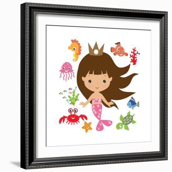 Mermaid Illustration-Svetlana Peskin-Framed Art Print