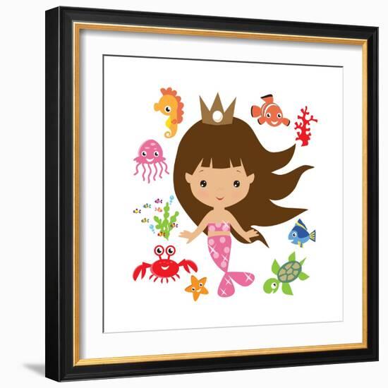 Mermaid Illustration-Svetlana Peskin-Framed Art Print