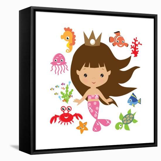 Mermaid Illustration-Svetlana Peskin-Framed Stretched Canvas