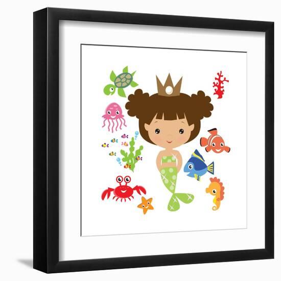 Mermaid Illustration-Svetlana Peskin-Framed Art Print