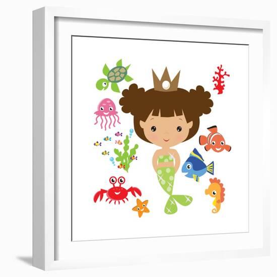 Mermaid Illustration-Svetlana Peskin-Framed Art Print