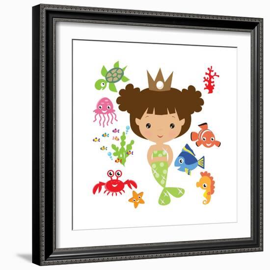 Mermaid Illustration-Svetlana Peskin-Framed Art Print