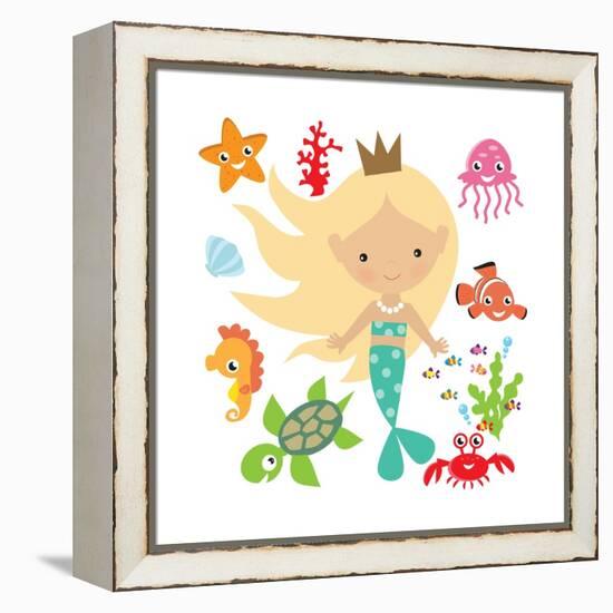 Mermaid Illustration-Svetlana Peskin-Framed Stretched Canvas