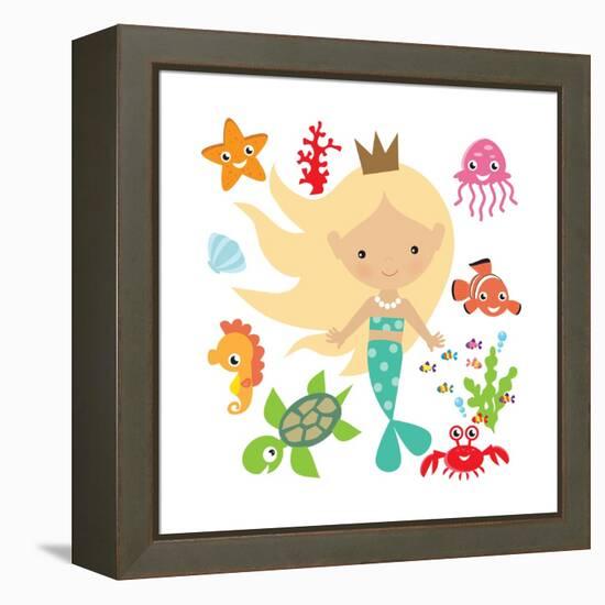 Mermaid Illustration-Svetlana Peskin-Framed Stretched Canvas