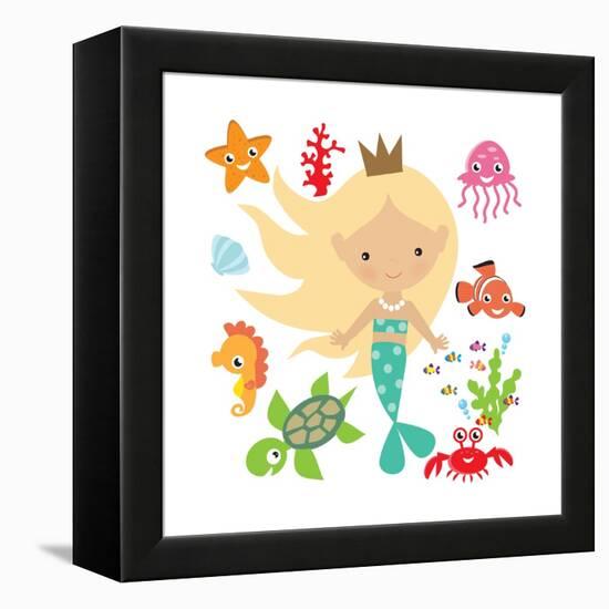 Mermaid Illustration-Svetlana Peskin-Framed Stretched Canvas