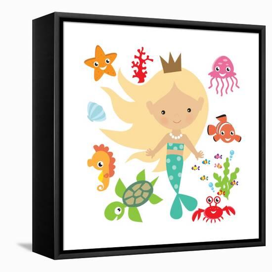 Mermaid Illustration-Svetlana Peskin-Framed Stretched Canvas