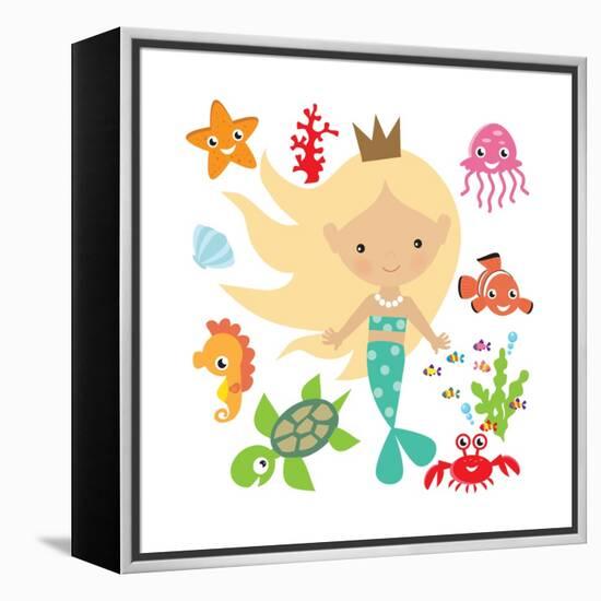 Mermaid Illustration-Svetlana Peskin-Framed Stretched Canvas