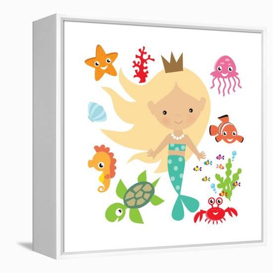 Mermaid Illustration-Svetlana Peskin-Framed Stretched Canvas