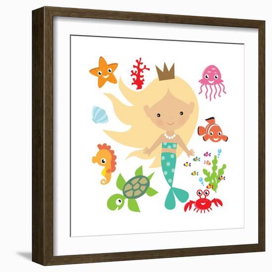 Mermaid Illustration-Svetlana Peskin-Framed Premium Giclee Print