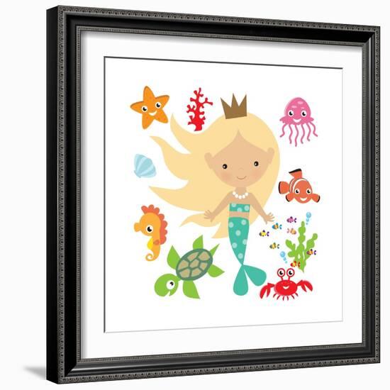 Mermaid Illustration-Svetlana Peskin-Framed Premium Giclee Print