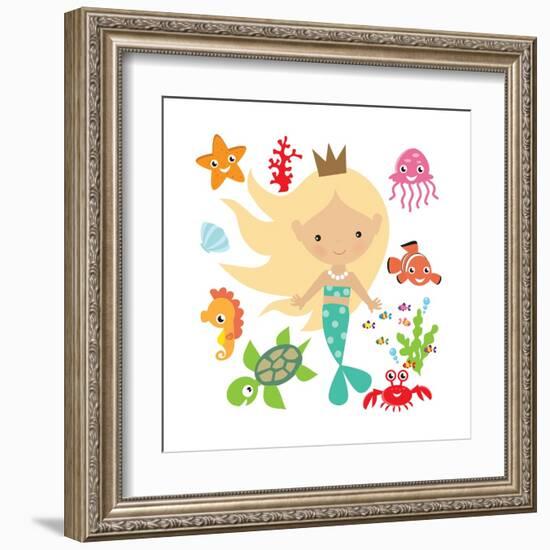 Mermaid Illustration-Svetlana Peskin-Framed Art Print