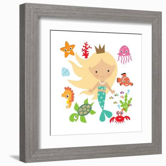 Mermaid Illustration-Svetlana Peskin-Framed Art Print