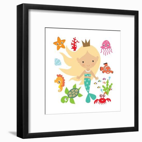 Mermaid Illustration-Svetlana Peskin-Framed Art Print