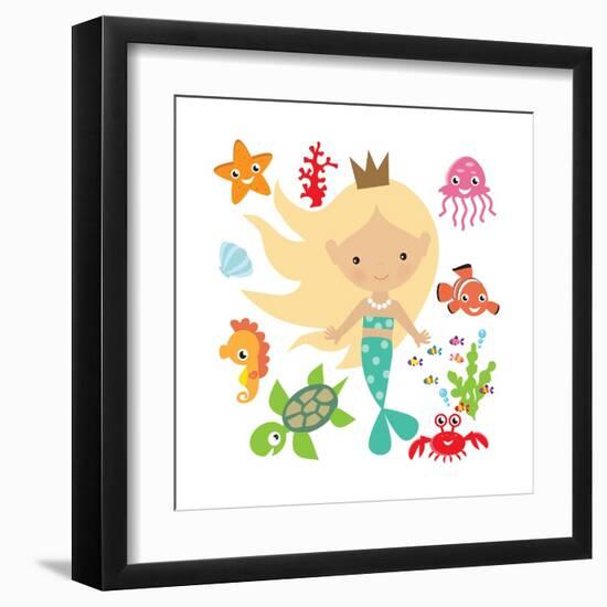 Mermaid Illustration-Svetlana Peskin-Framed Art Print