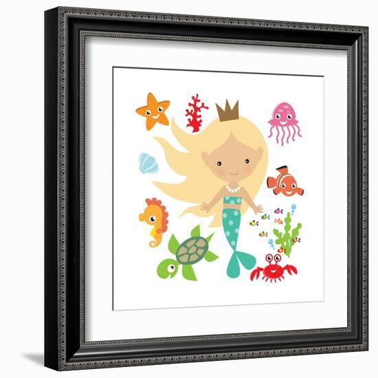 Mermaid Illustration-Svetlana Peskin-Framed Art Print