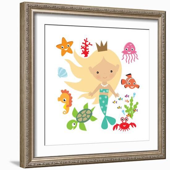 Mermaid Illustration-Svetlana Peskin-Framed Art Print