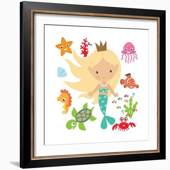 Mermaid Illustration-Svetlana Peskin-Framed Art Print