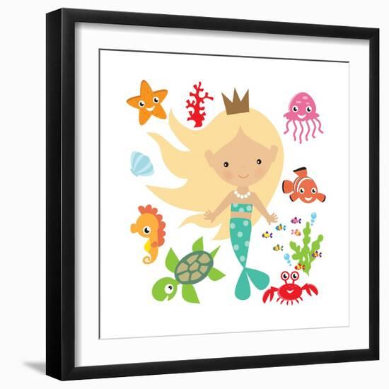 Mermaid Illustration-Svetlana Peskin-Framed Art Print