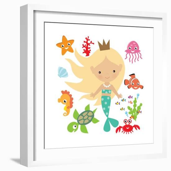 Mermaid Illustration-Svetlana Peskin-Framed Art Print