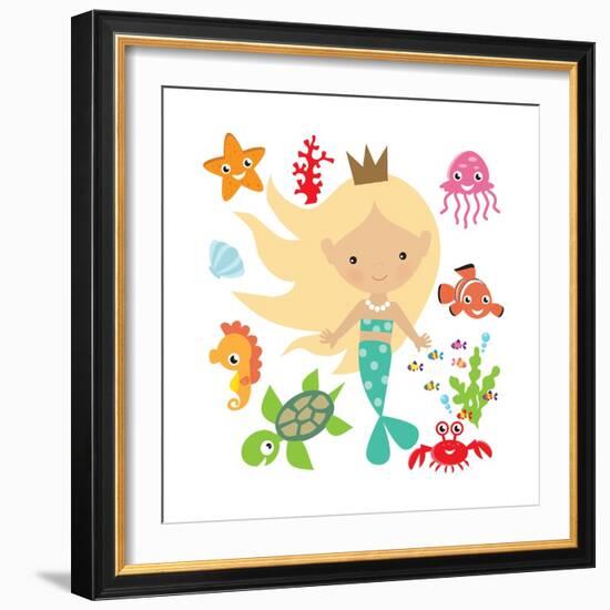 Mermaid Illustration-Svetlana Peskin-Framed Art Print