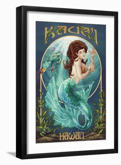 Mermaid - Kaua'i, Hawai'i-Lantern Press-Framed Art Print