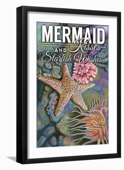 Mermaid Kisses and Starfish Wishes - Tidepool-Lantern Press-Framed Art Print