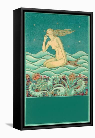 Mermaid Listening to the Ocean-null-Framed Stretched Canvas