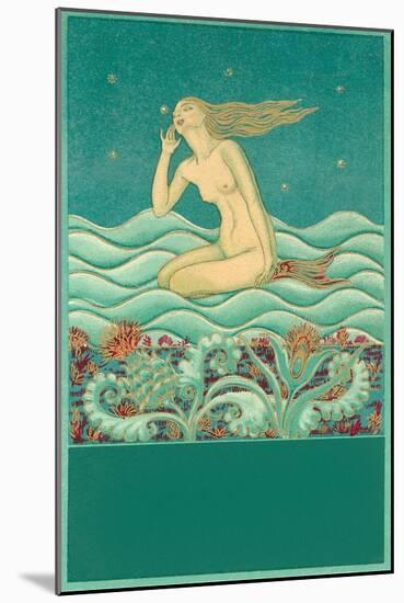 Mermaid Listening to the Ocean-null-Mounted Art Print