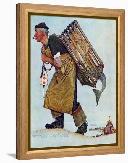 "Mermaid" or "Lobsterman", August 20,1955-Norman Rockwell-Framed Premier Image Canvas