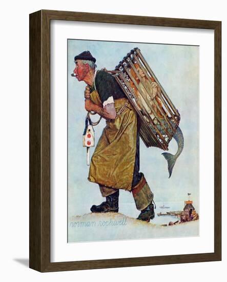 "Mermaid" or "Lobsterman", August 20,1955-Norman Rockwell-Framed Giclee Print