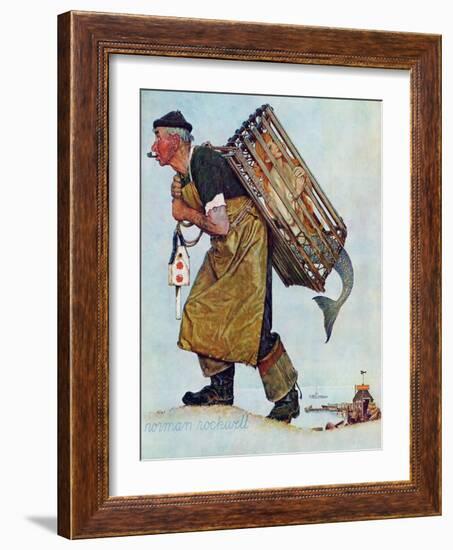 "Mermaid" or "Lobsterman", August 20,1955-Norman Rockwell-Framed Giclee Print