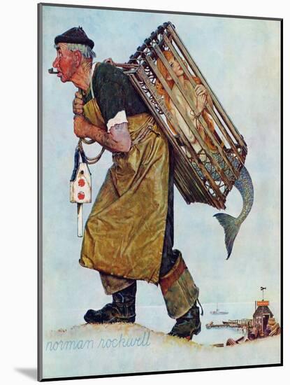 "Mermaid" or "Lobsterman", August 20,1955-Norman Rockwell-Mounted Giclee Print