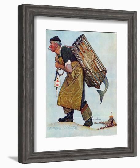 "Mermaid" or "Lobsterman", August 20,1955-Norman Rockwell-Framed Giclee Print