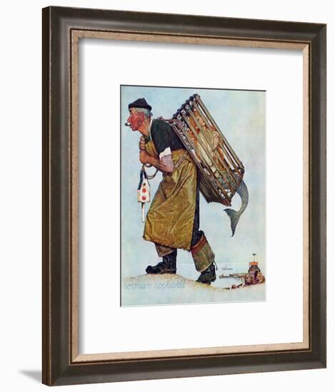 "Mermaid" or "Lobsterman", August 20,1955-Norman Rockwell-Framed Giclee Print