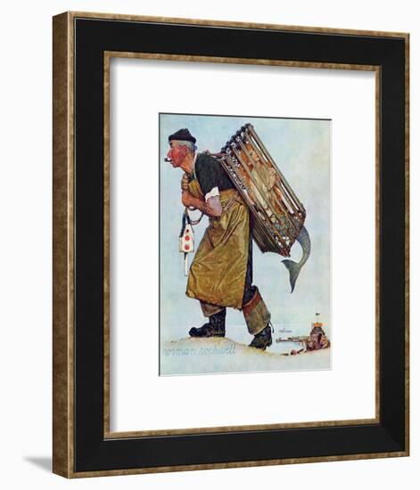 "Mermaid" or "Lobsterman", August 20,1955-Norman Rockwell-Framed Giclee Print