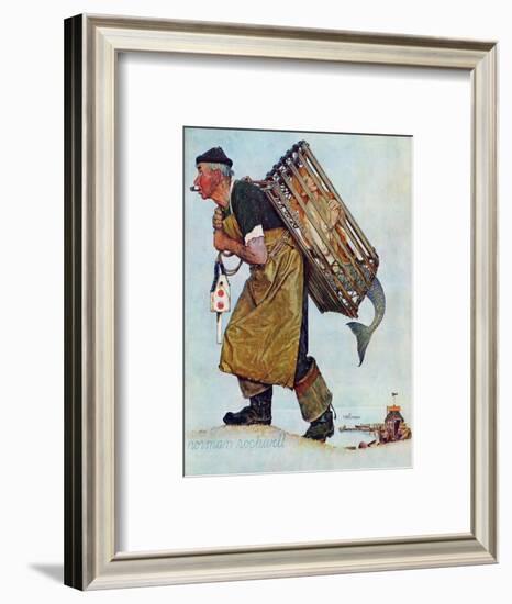 "Mermaid" or "Lobsterman", August 20,1955-Norman Rockwell-Framed Giclee Print