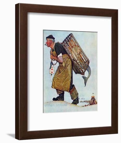 "Mermaid" or "Lobsterman", August 20,1955-Norman Rockwell-Framed Giclee Print