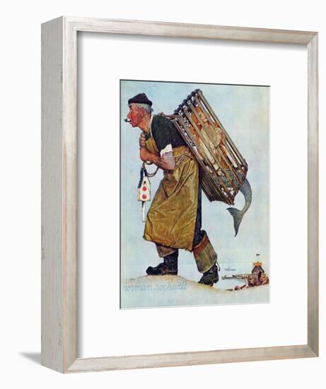 "Mermaid" or "Lobsterman", August 20,1955-Norman Rockwell-Framed Giclee Print