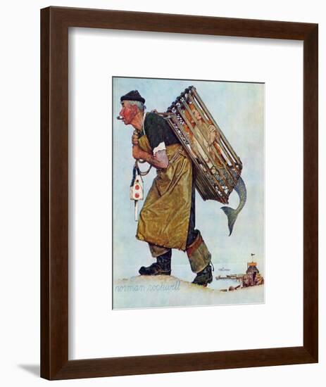 "Mermaid" or "Lobsterman", August 20,1955-Norman Rockwell-Framed Giclee Print