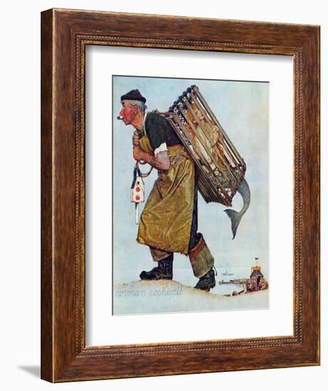 "Mermaid" or "Lobsterman", August 20,1955-Norman Rockwell-Framed Giclee Print