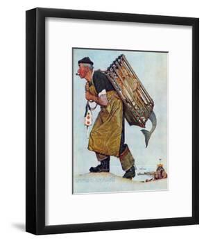 "Mermaid" or "Lobsterman", August 20,1955-Norman Rockwell-Framed Giclee Print