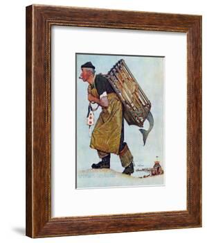 "Mermaid" or "Lobsterman", August 20,1955-Norman Rockwell-Framed Giclee Print