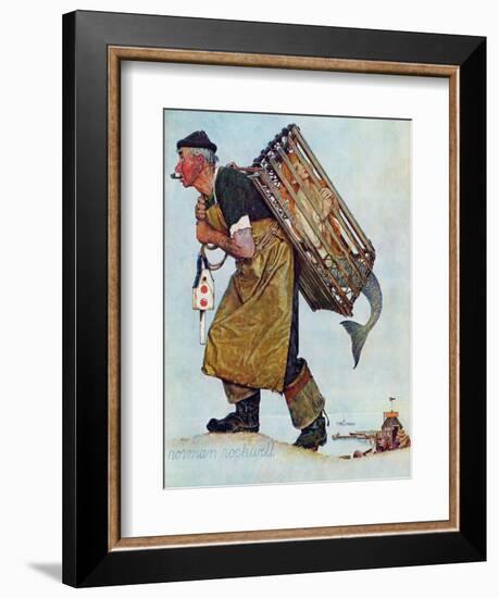 "Mermaid" or "Lobsterman", August 20,1955-Norman Rockwell-Framed Giclee Print