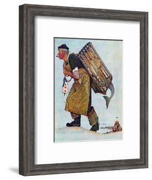 "Mermaid" or "Lobsterman", August 20,1955-Norman Rockwell-Framed Giclee Print