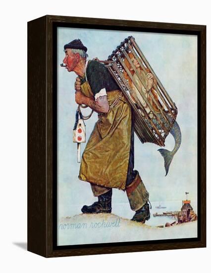 "Mermaid" or "Lobsterman", August 20,1955-Norman Rockwell-Framed Premier Image Canvas