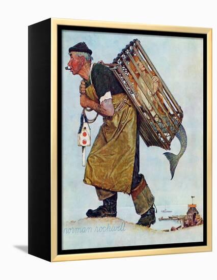 "Mermaid" or "Lobsterman", August 20,1955-Norman Rockwell-Framed Premier Image Canvas